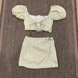 Another Girl ASOS Retro inspired Floral Two-Piece Dress with Puff Sleeves